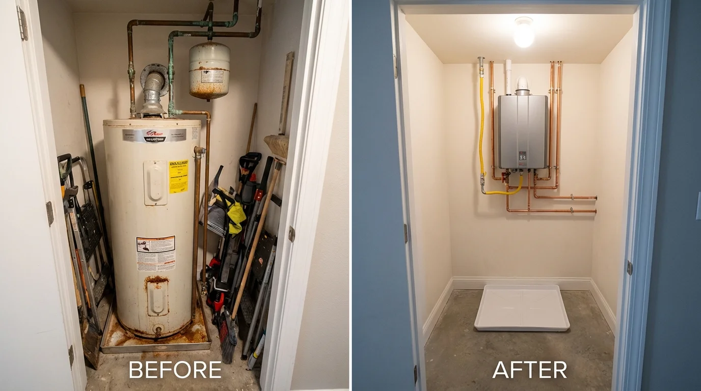 Tank water heater versus wall-mounted tankless unit comparison for Red Wing, MN homeowners